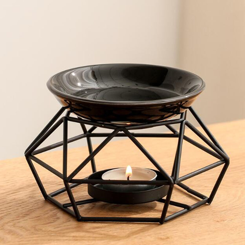 Ceramic Bowl Iron Rack Black C - Home Fragrance Oil Burner 评论和价格